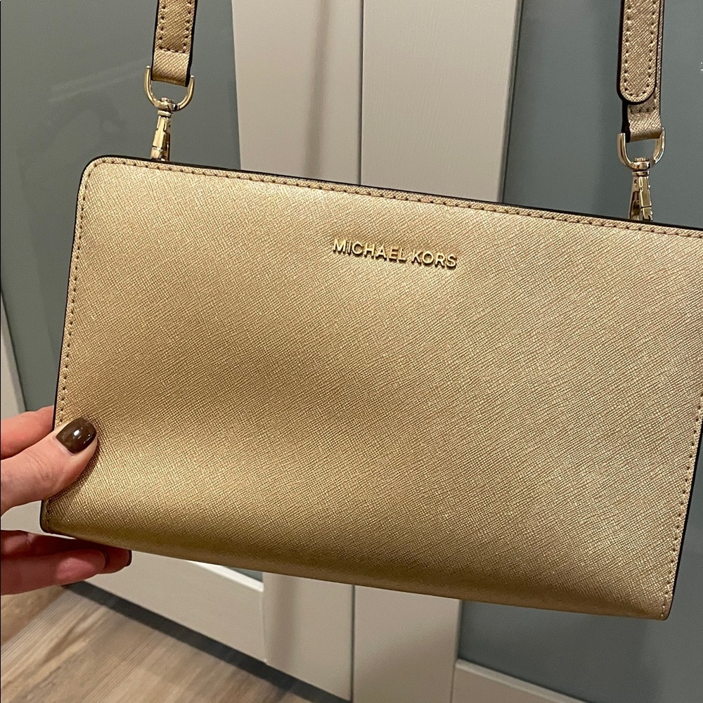 Michael Kors Metallic Gold Crossbody Bag - Picture 6 of 9